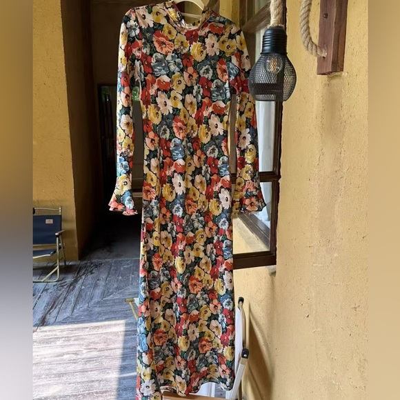 Doen Musetta floral-print silk midi dress NEW without tag - Picture 9 of 10